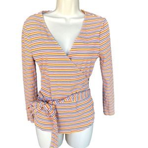 Modcloth Vibrant Striped Wrap Blouse
